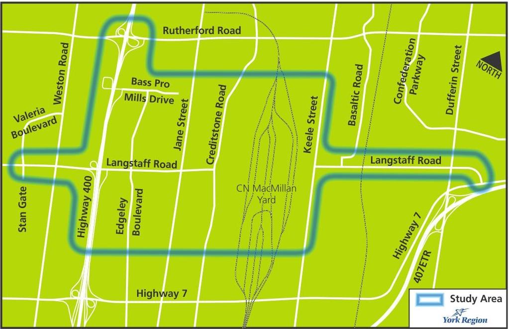 Purpose of Open House #1 & Study Area York Region is undertaking an Environmental Assessment study to address existing and future transportation needs to Langstaff Road from Weston Road to Highway 7.