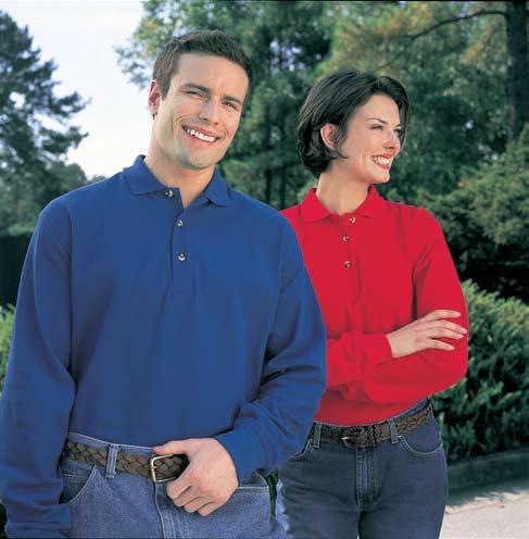 609 SPARTAN» An 8.2 oz. 60% cotton/40% polyester pique knit long sleeve golf shirt with left chest pocket. Constructed with a clean-finished placket and square hemmed bottom.