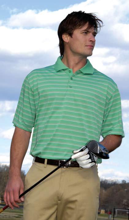 100% polyester yarn-dyed golf shirt features Tri-Mountain UltraCool TM moisture