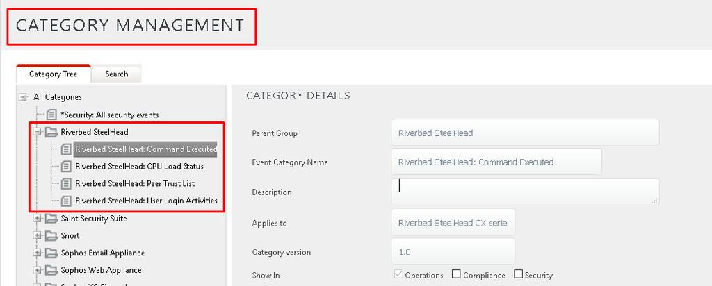 Verify Riverbed SteelHead knowledge pack in EventTracker Categories 1. Logon to EventTracker Enterprise. 2. Click Admin dropdown, and then click Categories. 3.
