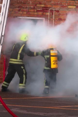 The afternoon was spent back practicing in the smoke house and getting used to using the hoses and the hydrants ready for the pass out parade on the final day.