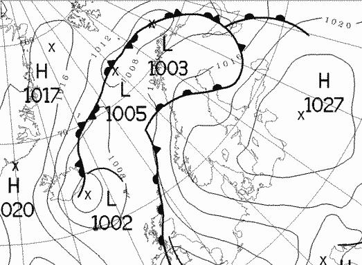 Surface weather map (25 Apr.