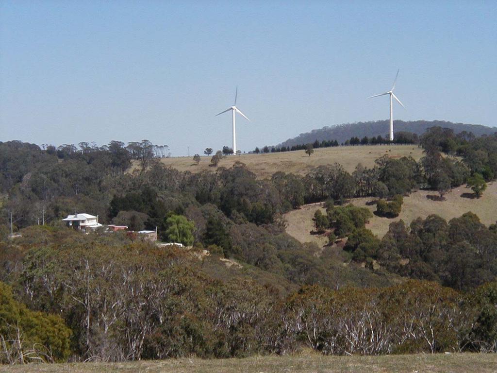 Hampton Wind Farm, NSW (2x660 kw Vestas, connected to different 11 kv feeders) Turbulence probably fairly high at this