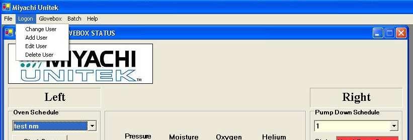 Using the Login Administrator (Password Administration) Figure 14: Main Screen The Logon menu contains