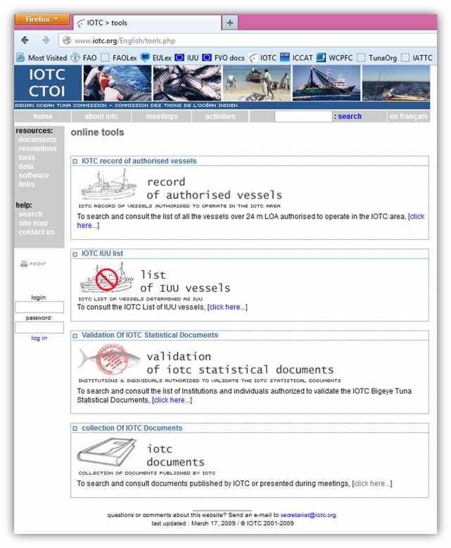 Figure 6: Screen grab of IOTC s web page listing tools available to users (source: IOTC) Obligations: Resolutions, reporting back & navigating forward Both resolutions and recommendations passed by