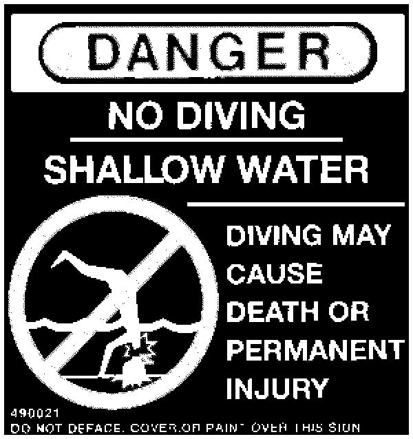 DANGER DO NOT DIVE OR JUMP into your pool. Your pool is approximately 4 deep.