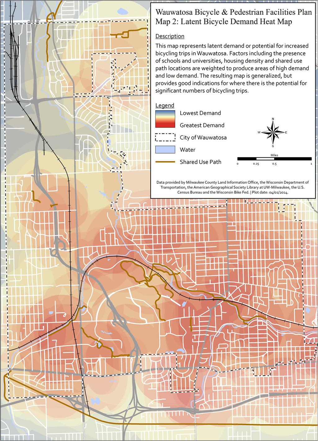 City of Wauwatosa Bicycle & Pedestrian Facilities Plan Figure 4: Map of latent