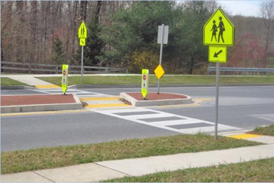 While colored crosswalks may have appropriate uses, textured crosswalks should be avoided as they present a rough surface to those most sensitive to it: pedestrians and people using wheelchairs,