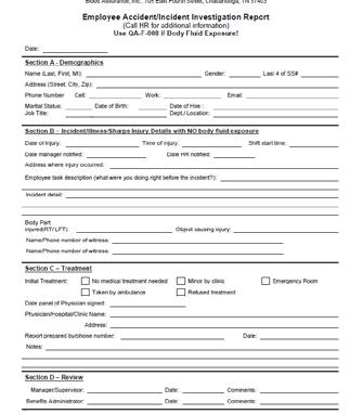 Incident Report: HR-F-170 Incident Report: HR-F-170 This form is to be filled