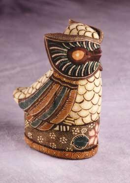 INDONESIA Painted wooden owl, a symbol of great wisdom and genius; presented to Jack Dreyfus in