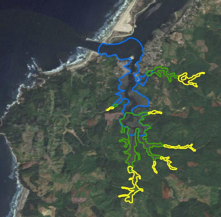 SOUTH SLOUGH ESTUARY, OR Location and spatial extent of three distinct hydrographic regions located along the estuarine gradient of the South