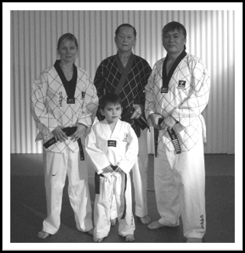 3 Generations of Tans practising Taekwondo Left - Head Instructor Claudia Tan,