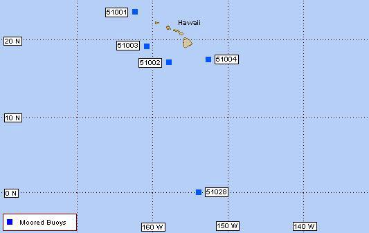 Location of Federal Buoys 65 Hawaii Buoy Observations 24