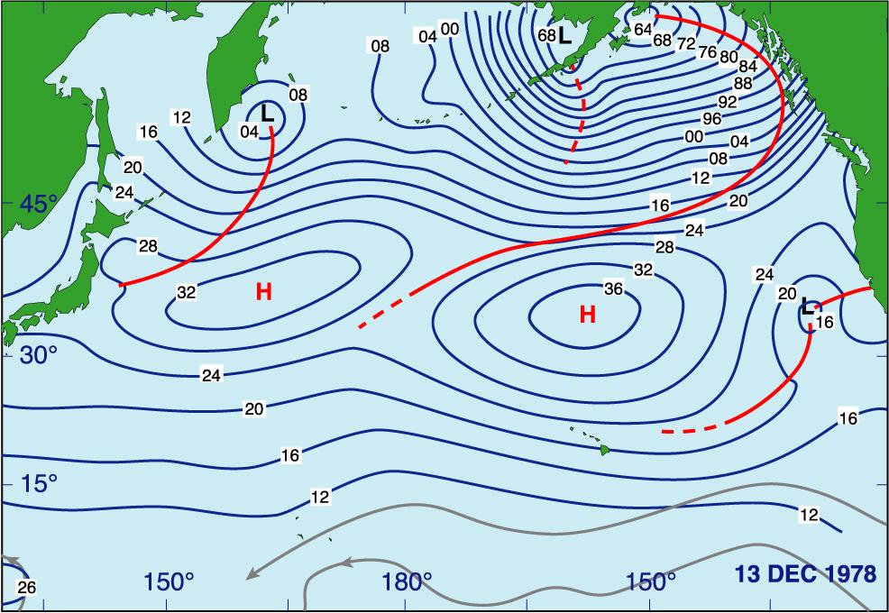 Strong Hawaiian High Sea-level pressure analysis for 13