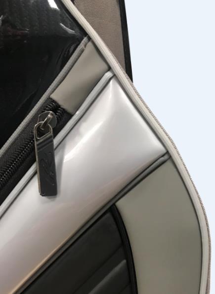 The All-New 2018 PowaKaddy Cart Bag Range Premium Edition Premium Edition in Gun metal with Black & Silver Trim 14 Individual, full length dividers with PowaKaddy Lift Handle External putter bay