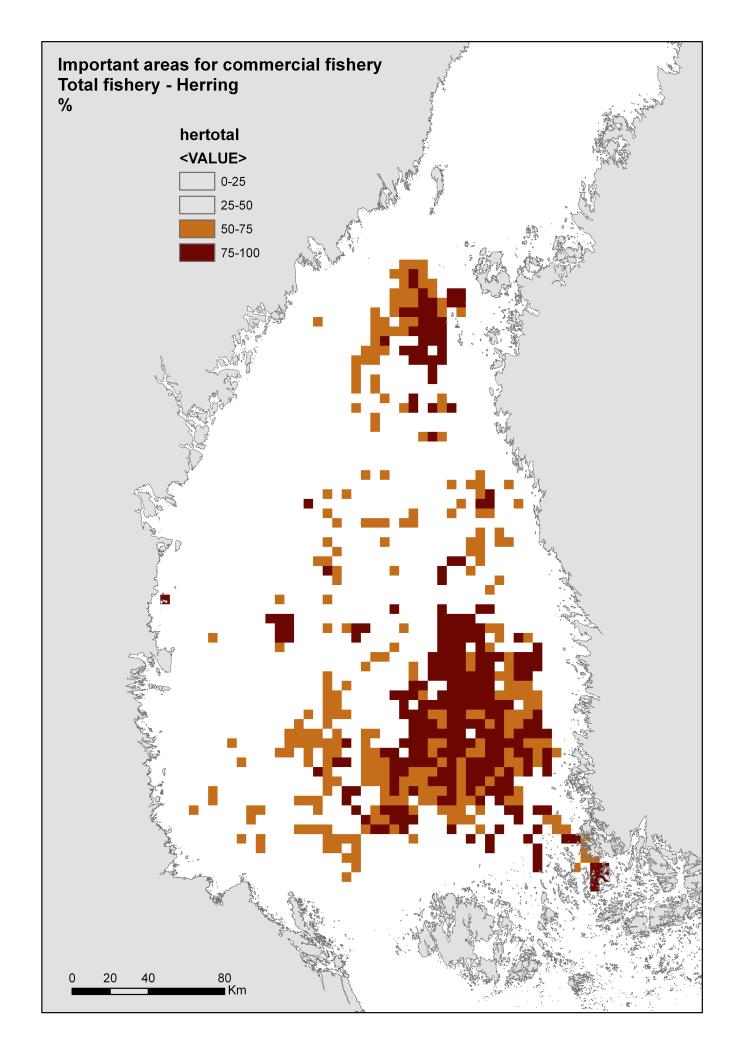 Figure 3 shows the average catch per year taken by Swedish and Finnish vessels with bottom and midwater trawls, respectively. About 65 % of the herring catches were by midwater trawls.
