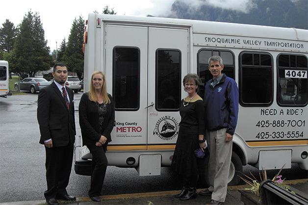 Valley transportation advocates, from left, Jake Repin, Snoqualmie Tribe Operations, Amy Biggs, incoming Snoqualmie Valley Transportation Executive Director, King County