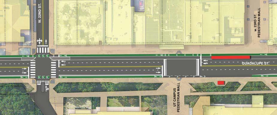 Safety Highly visible pedestrian and bicycle infrastructure improvements. Project Cost Approximately: $850,000 to $950,000. Site Plan - Guadalupe St.