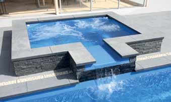 The spa controls are located in the corner of the spa, off the edge beam, so a header course can be laid to match your pool.