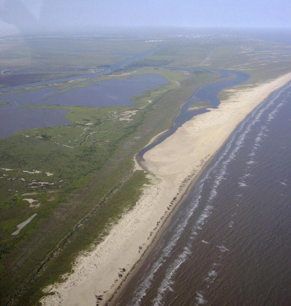 San Bernard River May 2006 Longshore drift moving from the upper right to the lower left has closed the