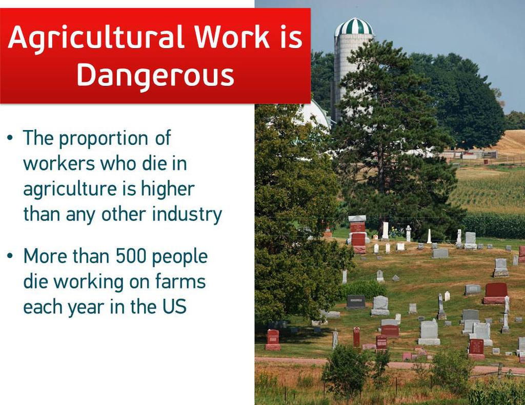 The proportion of workers who die in agriculture is higher than any other