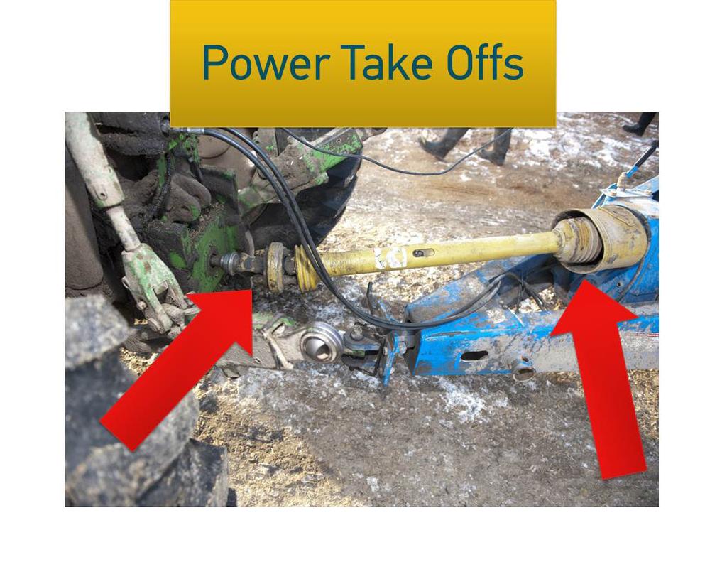 This is an unshielded power-take off (PTO) shaft. PTOs on tractors can cause severe injuries.