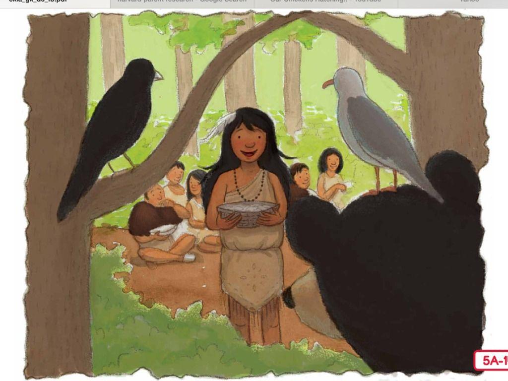 Bear, Gull, and Crow 1. This story tells about a clambake feast. A clambake is only held in special settings, or places. What is the setting of this story? Where does it take place? 2.