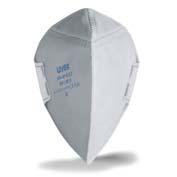 uvex silv-air p FFP 1 preformed masks and folding masks 7100 7110 uvex silv-air 7100 uvex silv-air 7110 FFP 1 preformed mask without exhalation valve, featuring an innovative design and an optimised