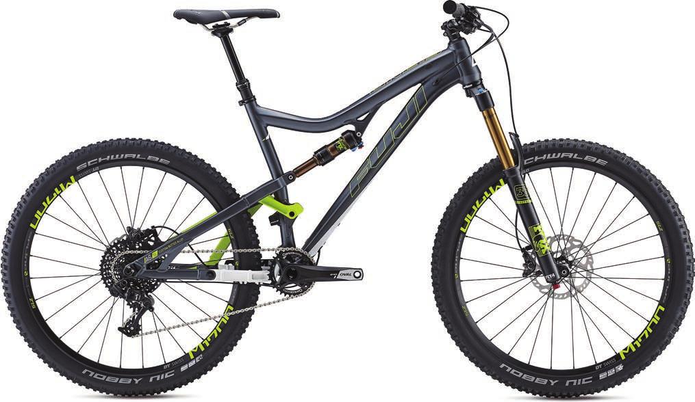 Auric 27.5 1.3 Enduro / TRAil NEW MODEL sizes M (17 ), L (19 ), XL (21 ) Color(s) Satin Gray w/ Citrus and White Main frame Fuji A6-SL custom-butted alloy w/ hydroformed top tube, tapered 1 1/8-1.