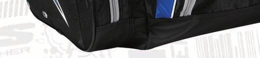 padded shoulder straps, padded back, ventilated mesh skate pockets, heavy gauge