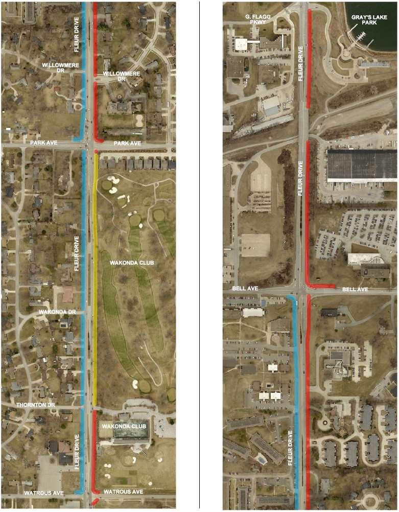Proposed Sidewalk Red = Phase 1 (NB) Blue = Phase
