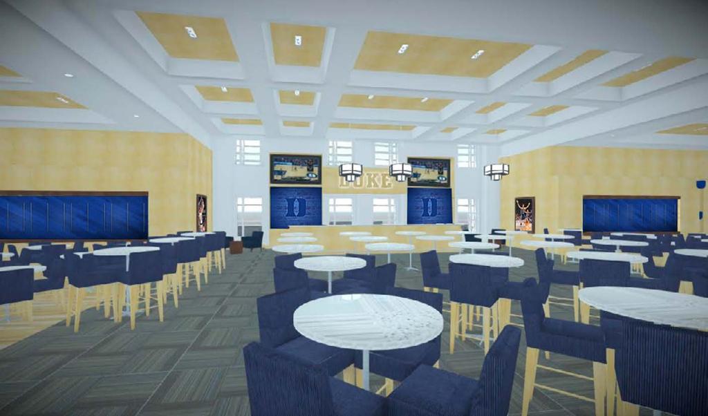 Renovations to Cameron Indoor Stadium during the Duke Forward Campaign include the modern Rubenstein Pavilion, with a 14,225-square foot entryway providing a grand