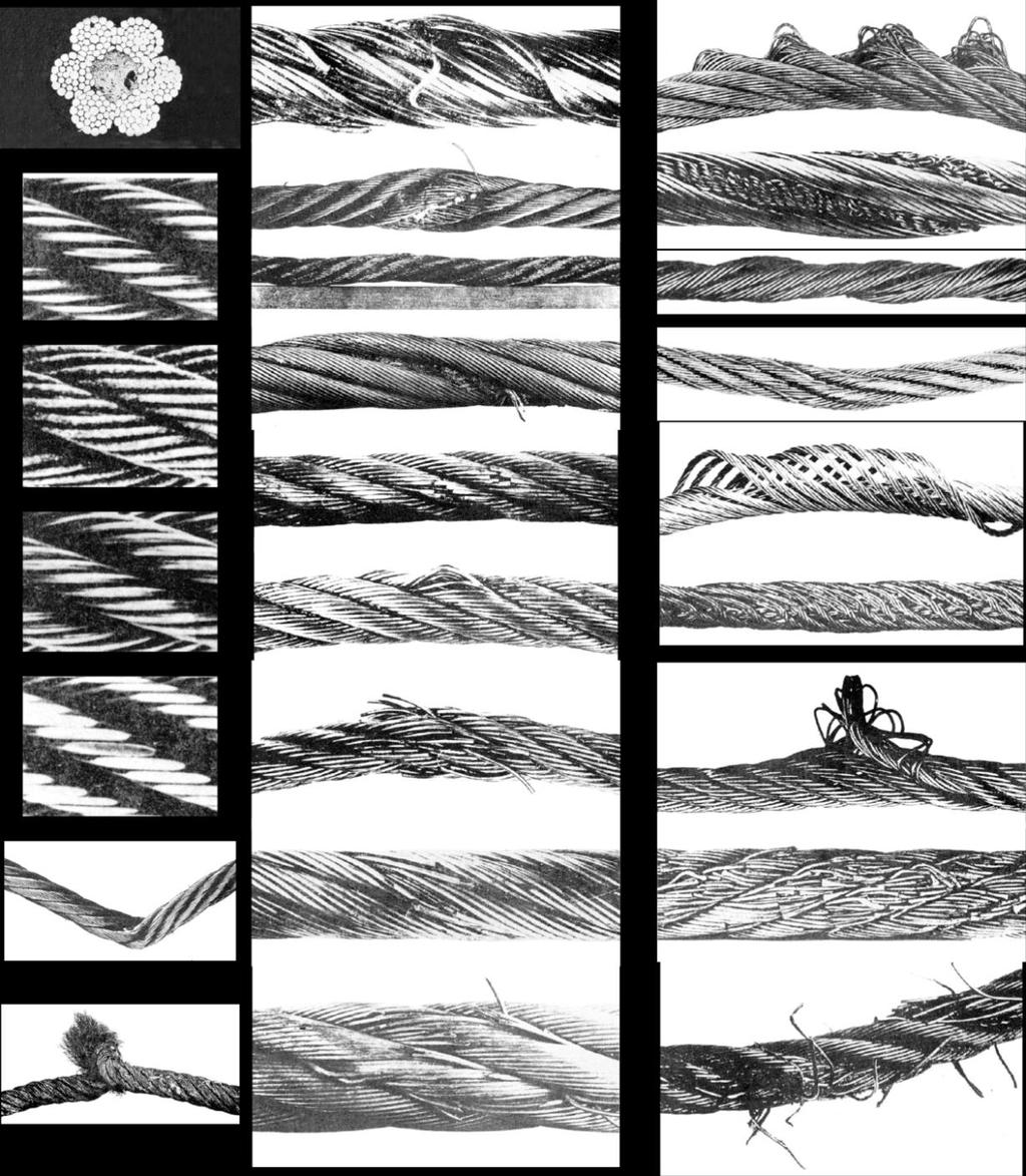 7 Maintenance 7.4.4 Deformation and damages Fig. 37: Examples for rope deterioration Replace the rope in the following cases: The wire count is broken.
