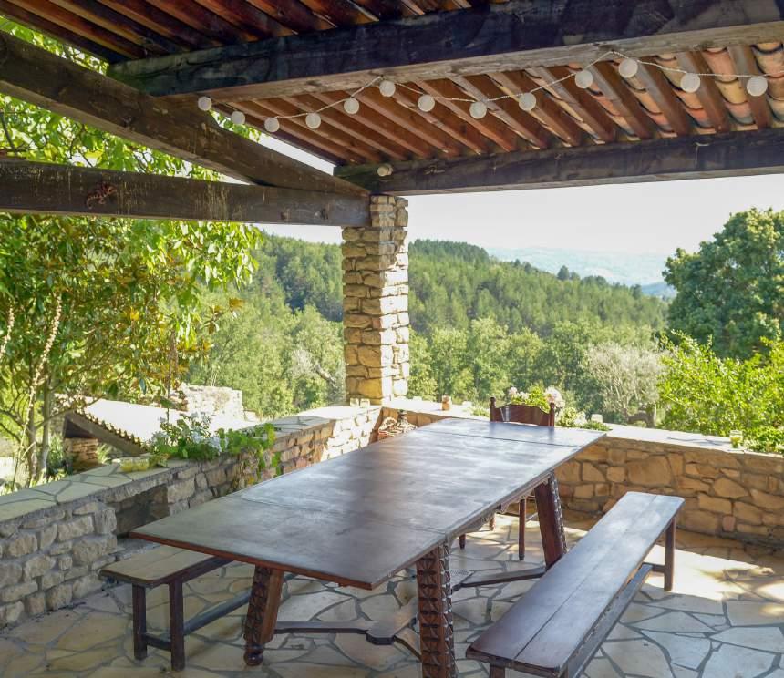 Domaine de Mournac enjoys breathtaking views of the valley below, framed by the Pyrenees