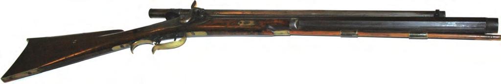 The telescope on this rifle is stamped with the name of Allen & Wheelock, who made guns and related items in Worcester, Massachusetts, before, during, and after