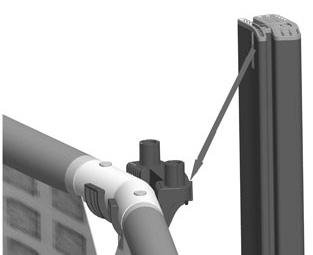 Adjust the distance of the bottom cap to the leg cap by estimating that the support post (17) will stand vertical after it is installed (see drawings