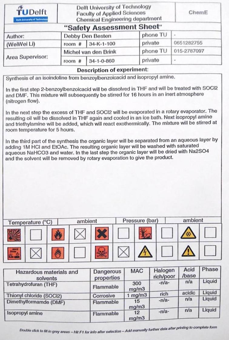 Safe behaviours and Housekeeping All setups must have a Safety Assessment Sheet (SAS) displayed on the setup All