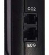 Locate the connector labeled CO2 on the side of the petmap+ii, taking care to avoid plugging the CO2 connector into the larger ECG connector.