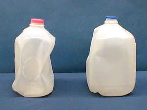 2A-05 Pressure Force Milk Jug Effect of atmospheric pressure on a partially evacuated milk bottle What will happen to the container if it is sealed after putting in a small amount of very hot water?