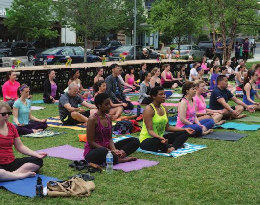 (Austin yoga session led by local guest instructor