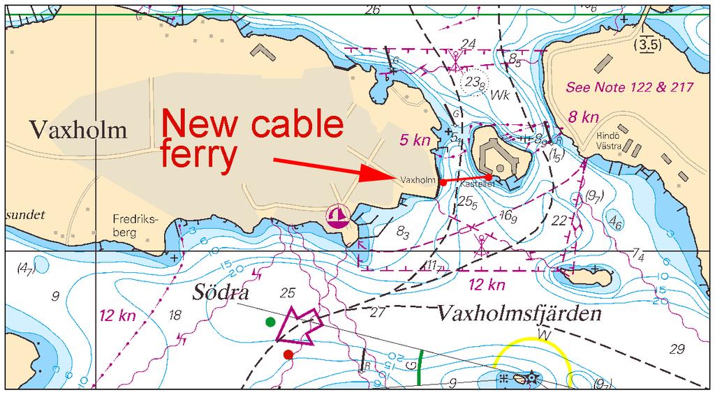 2016-03-03 6 No 588 New cable ferry Trafikverket Färjerederiet. Publ. 2 mars 2016 * 11013 (T) Chart: 616, 6163 Sweden. Northern Baltic. E of Utö. Gunnery exercise. March 1-19, 2016. Changed time.