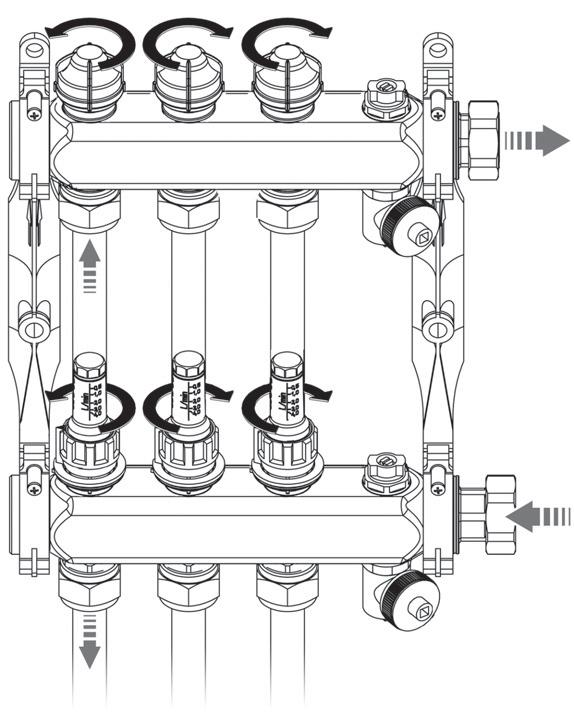 Commissioning 6 Commissioning 6.1 Commissioning the product 1 3 4 2 1. Connect a hose to the drain valve (2). 2. Open the drain valve for filling and flushing. 3. Open the return valve of the first heating circuit (1).