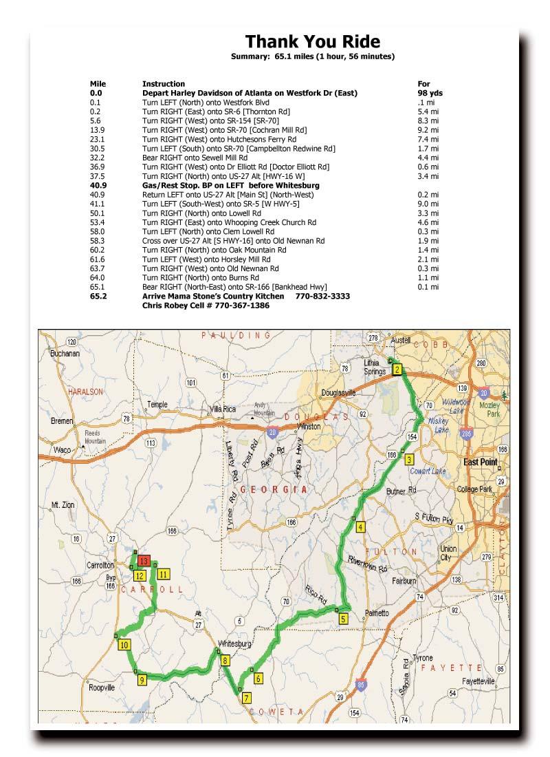ROUTE MAP SAMPLE H.O.G.