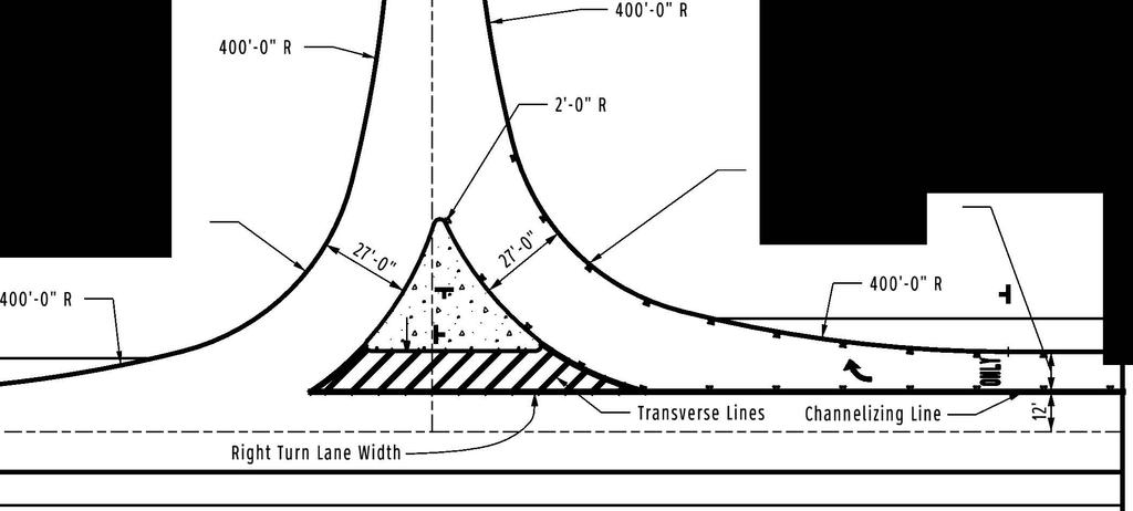 ent Simple Curve Radius WithTaper 12',!fset4.5',3 :1Taper URBAN (CURBED) - RIGHT IN/ RIGHT OUT WITH RIGHT TURN LANE 12':12 I t Note: SeeSCOTC-71.
