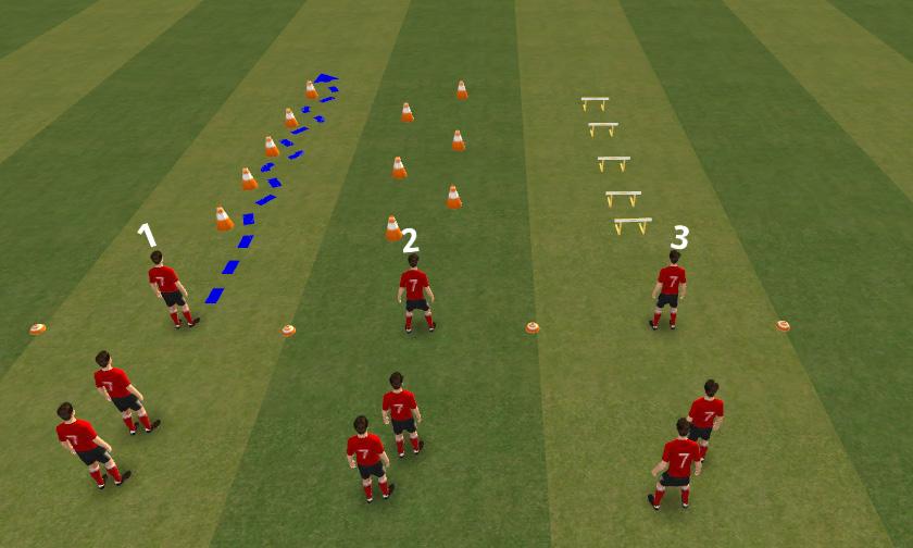Week 6: Dribbling & Shooting SAQ Set up/ rules Create 3-4 lines of SAQ challenges 1. Line of 5 cones 2. 6 cones in slalom 3.