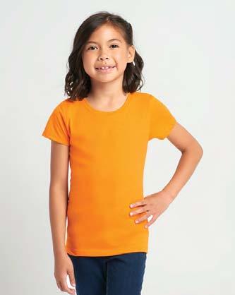3710 GIRL S PRINCESS TEE Fine Jersey. 32 singles 145g/4.3oz 100% Combed Ring-Spun Cotton (Heather Gray 90% Cotton/10% Poly). Top selling ring-spun fabric in a variety of colors.