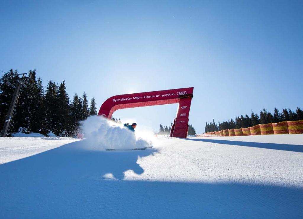 SKIAREÁL ŠPINDLERŮV MLÝN With 27 kilometers of downhill slopes, three snow parks and 85 kilometers of cross-country skiing trails, Skiareál Špindlerův Mlýn is the best equipped ski resort in the