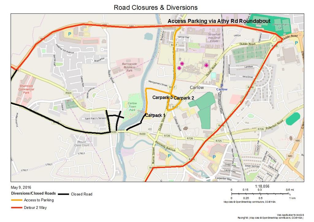 Arrival Please note that there are a number of road closures associated with the event. All participants are asked to review the map below and to plan their journey accordingly.