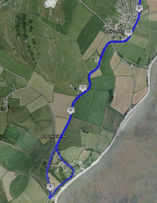The route then heads south and follows the Coast Road for 8km until Aldingham, where competitors will take the second left onto road heading north through the village of Aldingham.