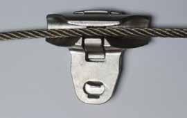 Slide the latch to the open position, the cable clamp will move open and allow attachment onto the stainless steel
